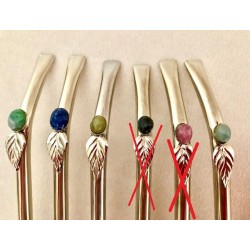 Bombilla made of alpaca with rhodochrosite stone