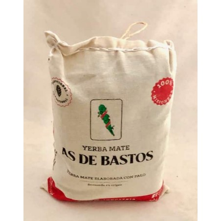 As de bastos en lienzo yerba mate in burlap