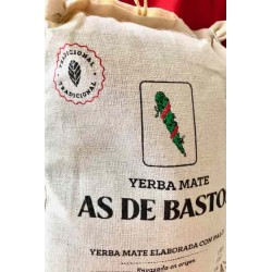 As de bastos en lienzo yerba mate in burlap